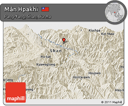 Shaded Relief Panoramic Map of Mān Hpakhi