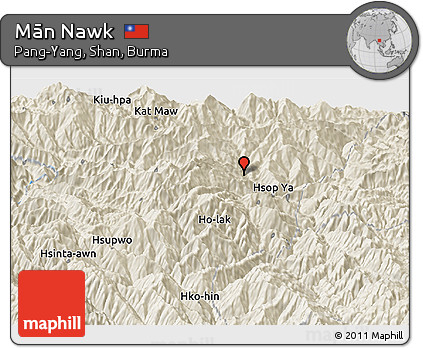 Shaded Relief Panoramic Map of Mān Nawk