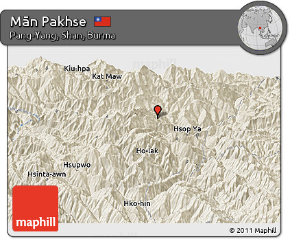 Shaded Relief Panoramic Map of Mān Pakhse