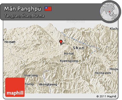Shaded Relief Panoramic Map of Mān Panghpü