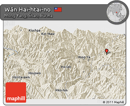 Shaded Relief Panoramic Map of Wān Hai-htai-no