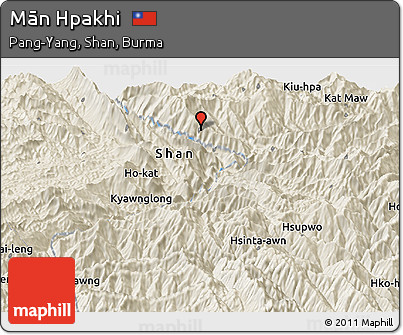 Shaded Relief Panoramic Map of Mān Hpakhi