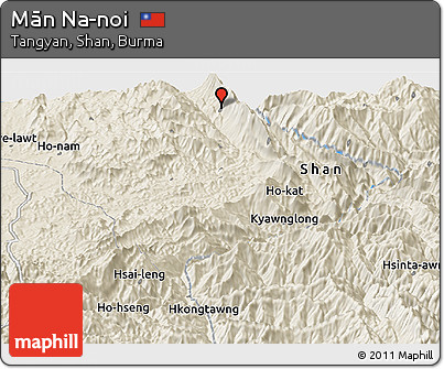 Shaded Relief Panoramic Map of Mān Na-noi