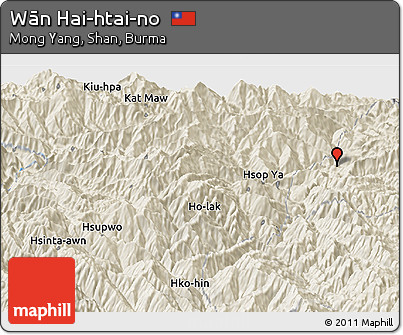 Shaded Relief Panoramic Map of Wān Hai-htai-no
