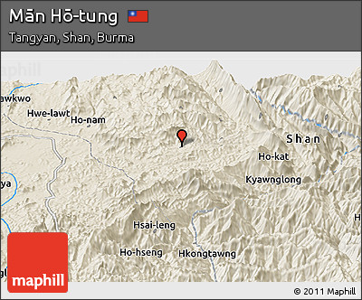 Shaded Relief Panoramic Map of Mān Hō-tung