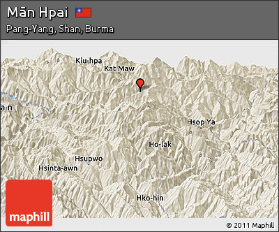 Shaded Relief Panoramic Map of Mān Hpai