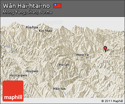 Shaded Relief Panoramic Map of Wān Hai-htai-no