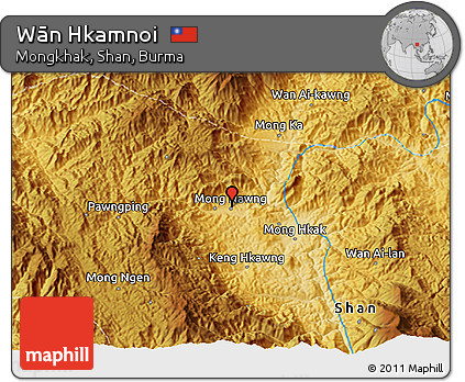 Physical 3D Map of Wān Hkamnoi