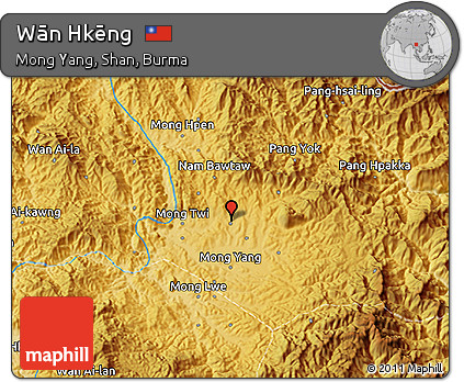 Physical 3D Map of Wān Hkēng