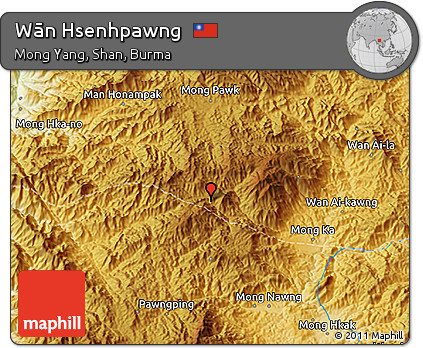 Physical 3D Map of Wān Hsenhpawng