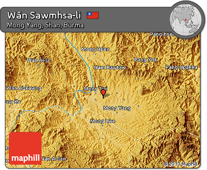 Physical 3D Map of Wān Sawmhsa-li