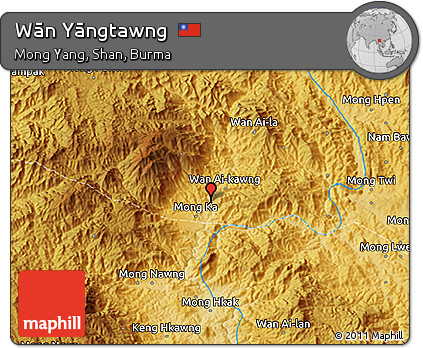 Physical 3D Map of Wān Yāngtawng