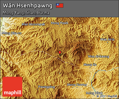 Physical 3D Map of Wān Hsenhpawng