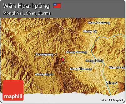 Physical 3D Map of Wān Hpa-hpüng