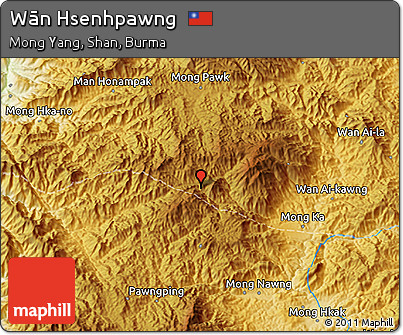 Physical 3D Map of Wān Hsenhpawng
