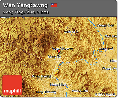 Physical 3D Map of Wān Yāngtawng