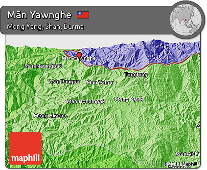 Political 3D Map of Mān Yawnghe