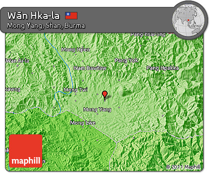 Political 3D Map of Wān Hka-la