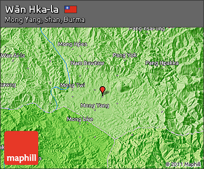 Political 3D Map of Wān Hka-la