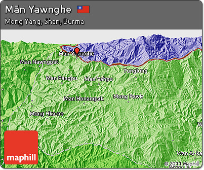 Political 3D Map of Mān Yawnghe