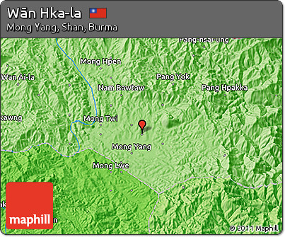 Political 3D Map of Wān Hka-la