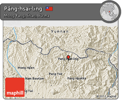 Shaded Relief 3D Map of Pāng-hsai-ling