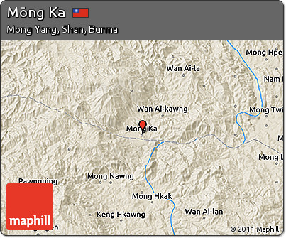 Shaded Relief 3D Map of Möng Ka
