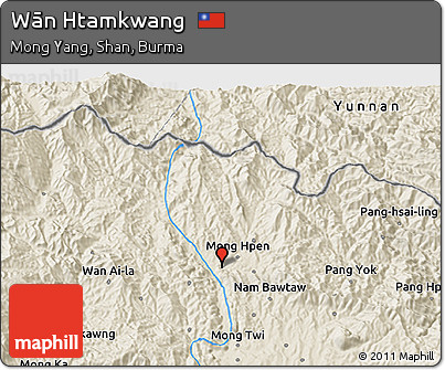Shaded Relief 3D Map of Wān Htamkwang
