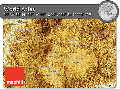 Physical Map of the Area around 21° 53' 23" N, 99° 31' 30" E