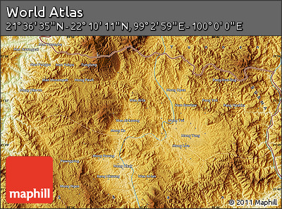 Physical Map of the Area around 21° 53' 23" N, 99° 31' 30" E
