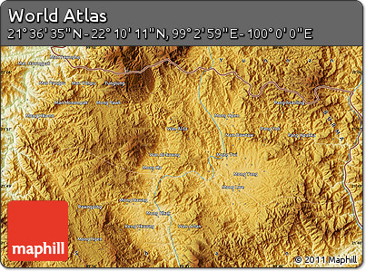 Physical Map of the Area around 21° 53' 23" N, 99° 31' 30" E
