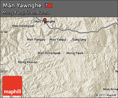 Shaded Relief Map of Mān Yawnghe