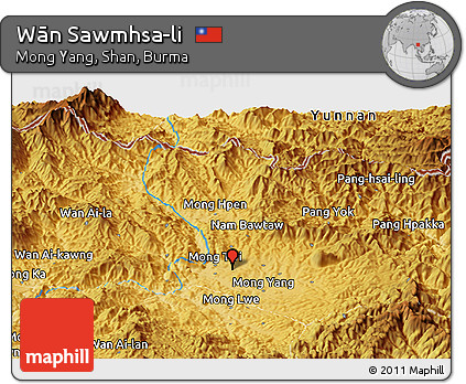 Physical Panoramic Map of Wān Sawmhsa-li