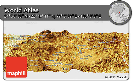 Physical Panoramic Map of the Area around 21° 53' 23" N, 99° 31' 30" E