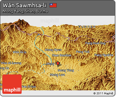 Physical Panoramic Map of Wān Sawmhsa-li