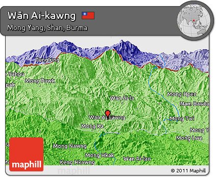 Political Panoramic Map of Wān Ai-kawng