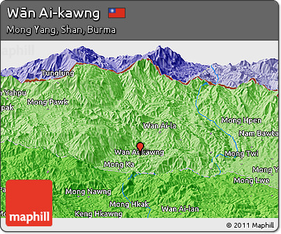 Political Panoramic Map of Wān Ai-kawng