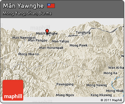 Shaded Relief Panoramic Map of Mān Yawnghe