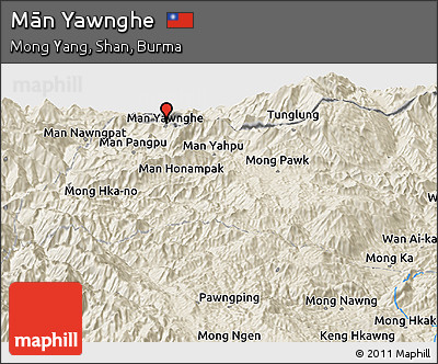 Shaded Relief Panoramic Map of Mān Yawnghe