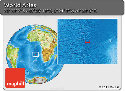 Physical Location Map of the Area around 21° 3' 11" S, 0° 4' 30" E