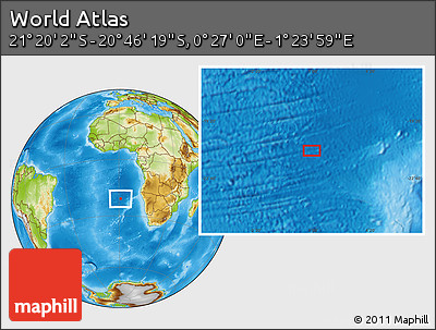 Physical Location Map of the Area around 21° 3' 11" S, 0° 55' 29" E