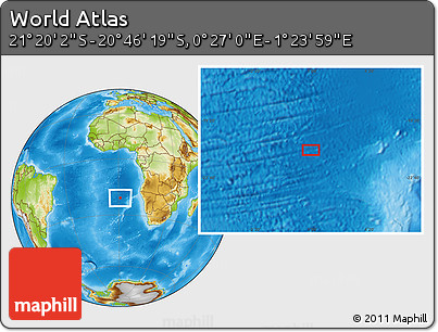 Physical Location Map of the Area around 21° 3' 11" S, 0° 55' 29" E