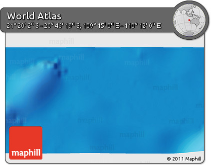 Physical 3D Map of the Area around 21° 3' 11" S, 109° 43' 29" E
