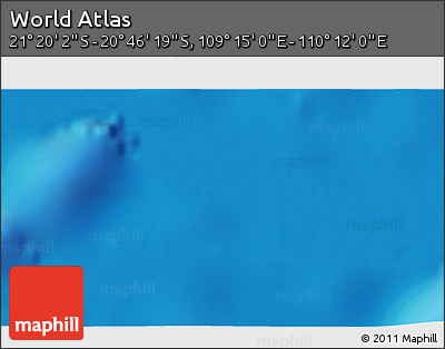 Physical 3D Map of the Area around 21° 3' 11" S, 109° 43' 29" E
