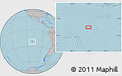 Gray Location Map of the area around 21° 3' 11" S, 109° 34' 29" W, hill shading