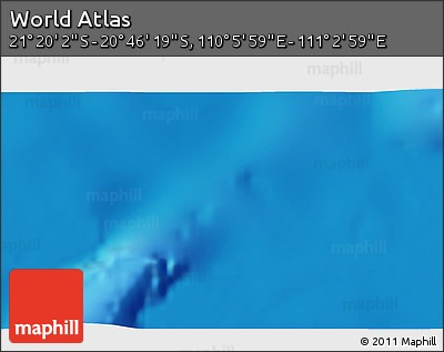 Physical 3D Map of the Area around 21° 3' 11" S, 110° 34' 29" E