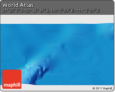 Physical 3D Map of the Area around 21° 3' 11" S, 110° 34' 29" E