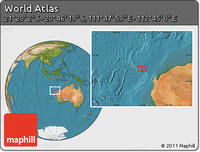 Satellite Location Map of the Area around 21° 3' 11" S, 112° 16' 30" E