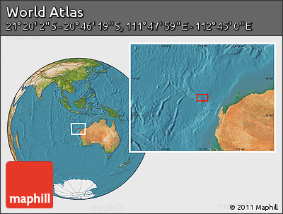 Satellite Location Map of the Area around 21° 3' 11" S, 112° 16' 30" E