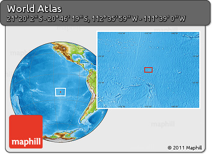 Physical Location Map of the Area around 21° 3' 11" S, 112° 7' 30" W